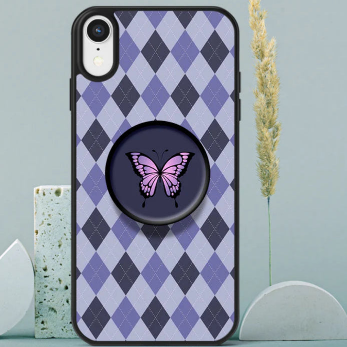 Customized Purple Pattern Butterfly Mobile Case with Popsocket