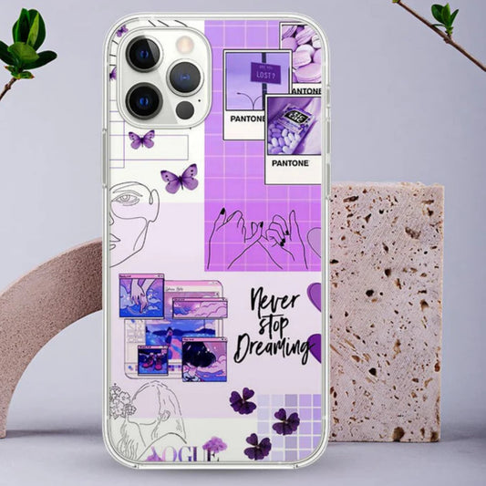 Customized Purple Aesthetic Transparent Design Mobile Case