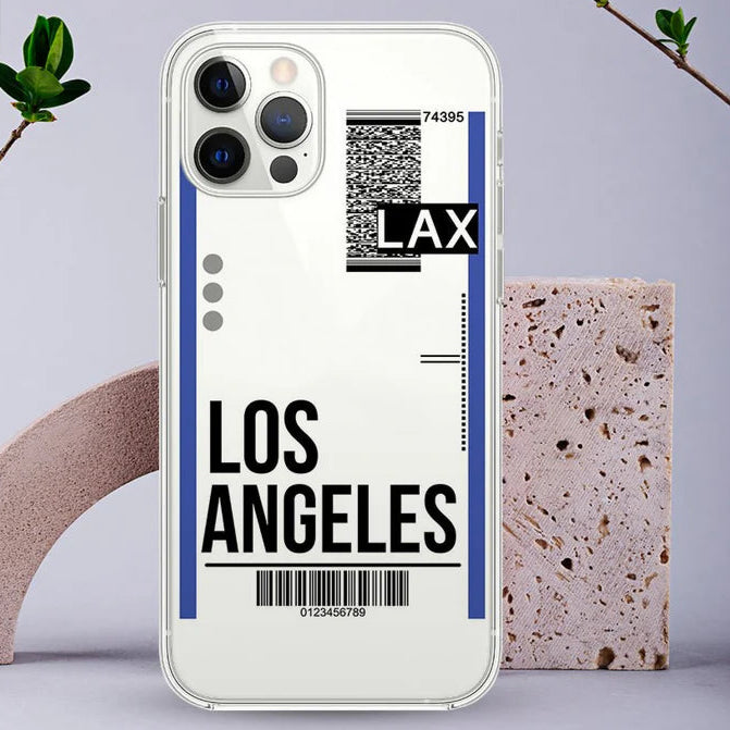 Customized Los Angeles Boarding Pass Transparent Design Mobile Case