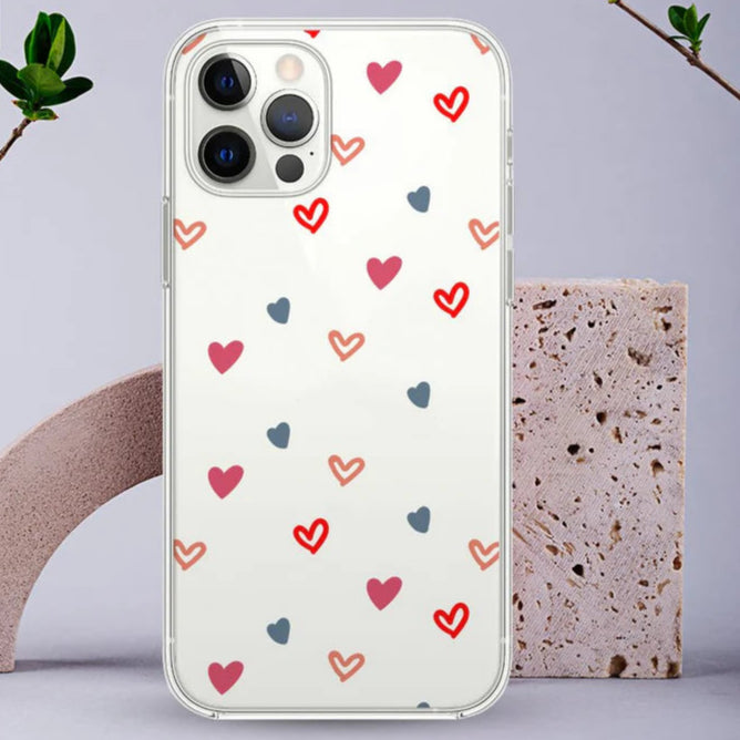 Customized Small Hearts Transparent Design Mobile Case